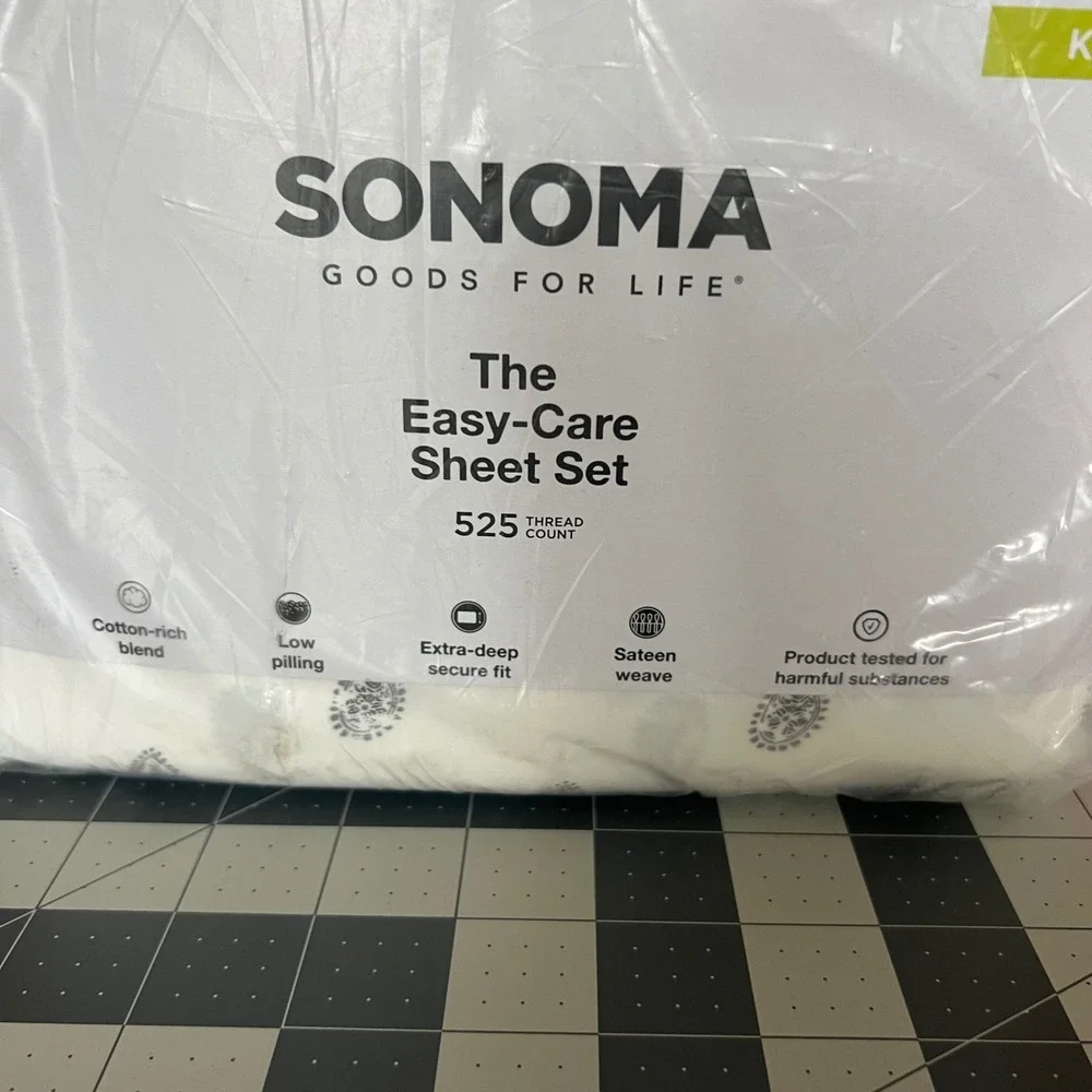 Sonoma Goods For Life Easy Care Sheet Set‎ 525 Count Cotton Blend King Neutral